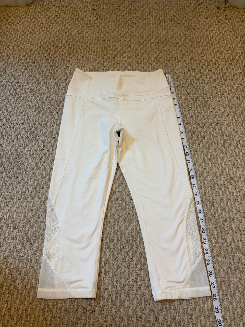 lululemon athletica White Capri Leggings with Mesh Insets